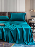 SilkSilky SE 22Momme Rent Silke Bedding Set Kungsblått 004