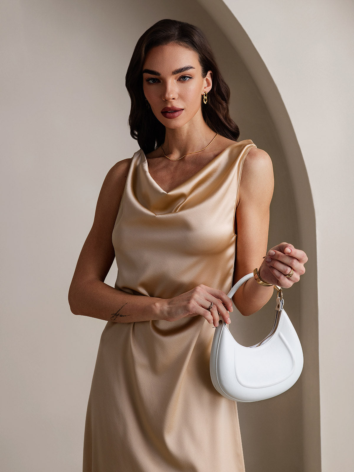 [Champagne] SilkSilky-SE 19Momme Silke Dress 002