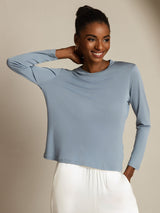 [Gråblå] SilkSilky-SE Rent Silke Womens T-Shirt 001