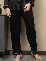 [Svart] SilkSilky-SE Rent Silke Mens Sleep Bottoms 003,
