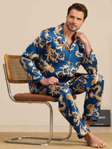 [Navy Drake] SilkSilky-SE Long Sleeve Notchkrage Herr Pyjama 001