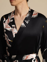 [Svart] SilkSilky-SE 19Momme Mens Robe 006