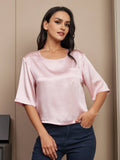 SilkSilky SE Rent Silke Hårärm Båthals Dam T Shirt Rosa 001