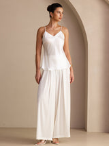 [Vit] SilkSilky-SE Spaghetti Strap V Neck Cami Toppar 006
