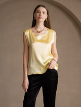 [Ljusgul] SilkSilky-SE Sleeveless Round Neck Cami Toppar 001