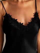 [Svart] SilkSilky-SE Spaghetti Strap Nightgown 006