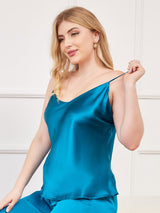 [Kungsblått] SilkSilky-SE Spaghetti Rem V Ringning Plus Storlek Cami Toppar 005