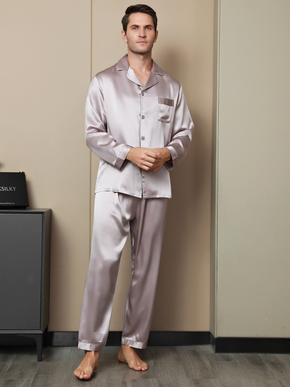 [Blek Mauve] SilkSilky-SE 19Momme Rent Silke Mens Pajamas 004