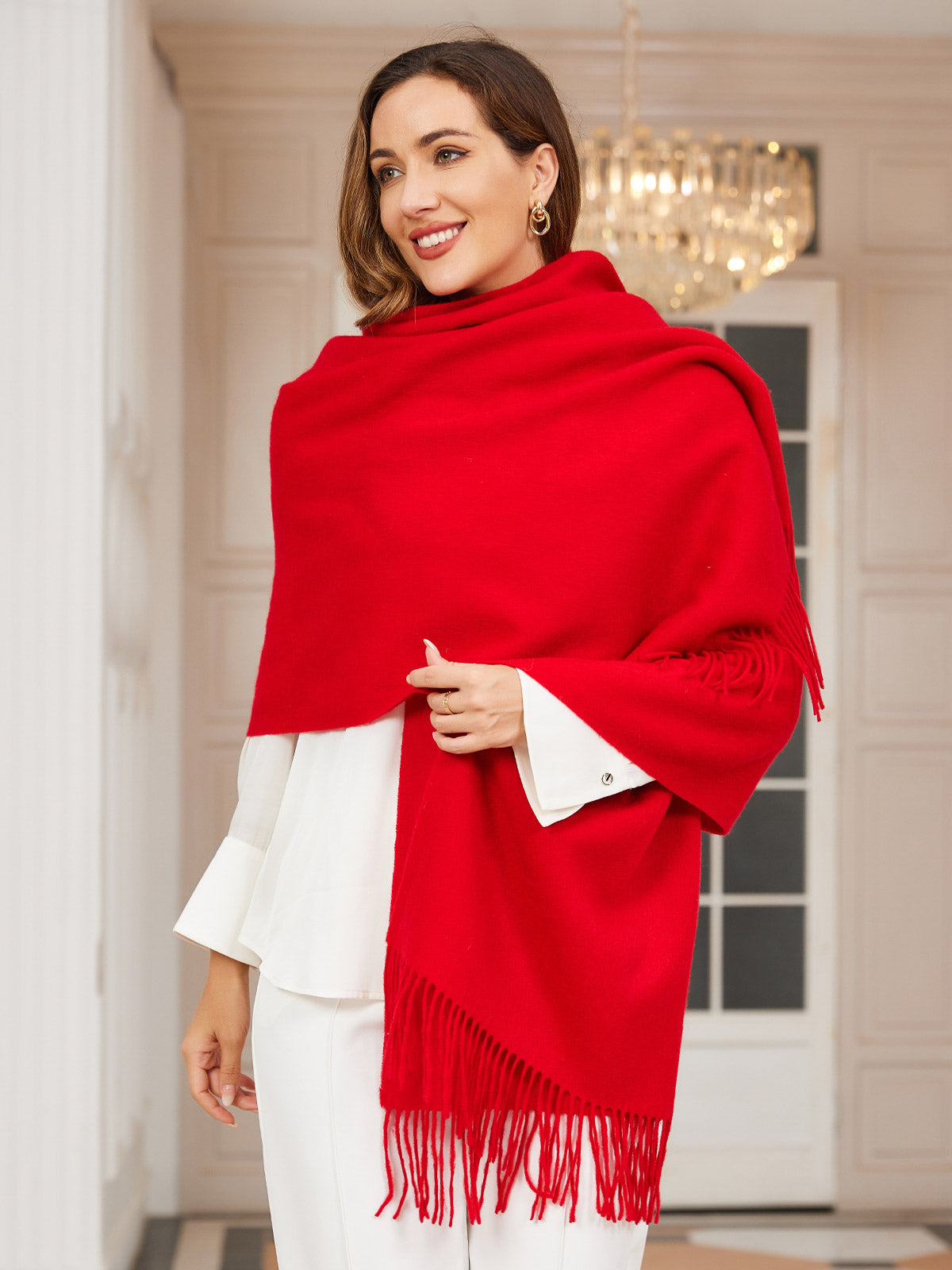 [Röd] SilkSilky-SE Ull Scarf 003