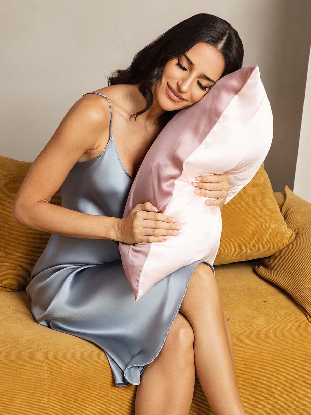 [BlekMauve+Ljusrosa] SilkSilky-SE 22Momme Rent Silke Pillowcase 003