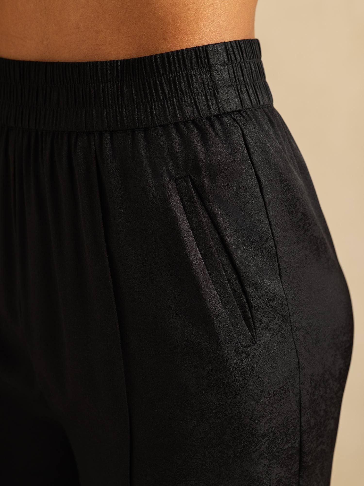 [Svart] SilkSilky-SE 22Momme Silke Womens Pants 004
