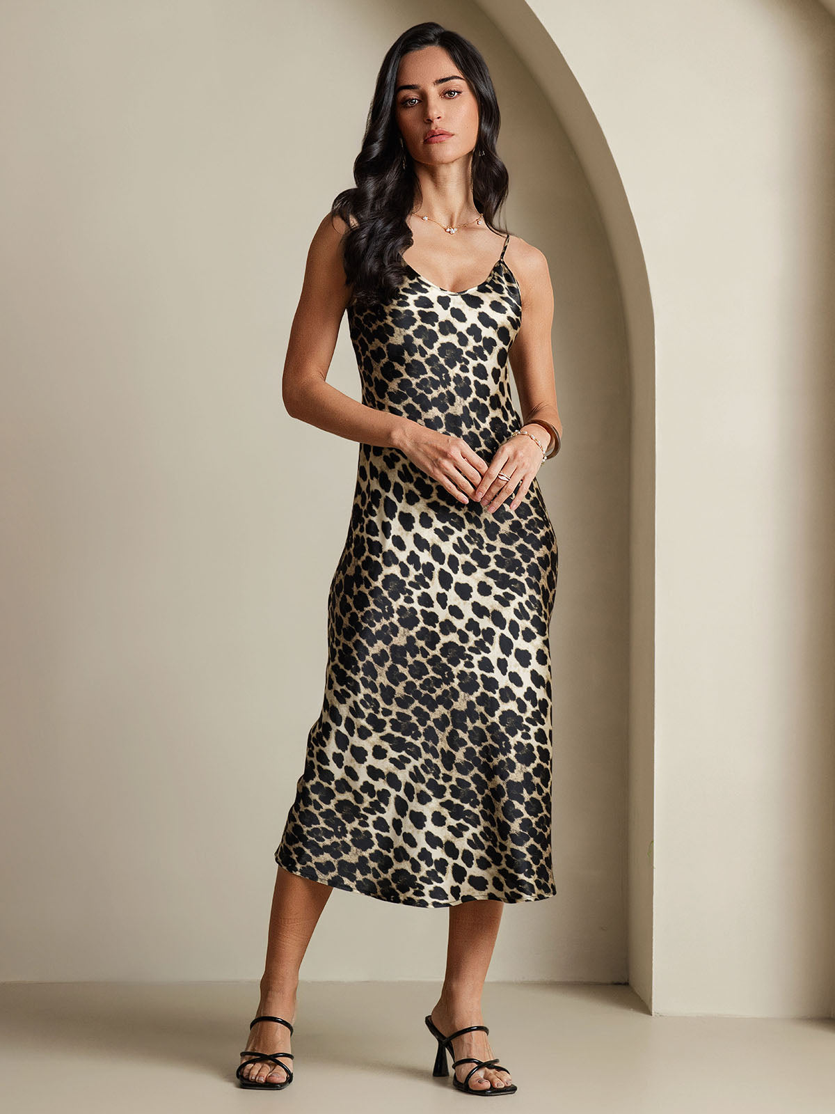 SilkSilky-SE Rent Silke Ärmlös Nightgown Leopard 003