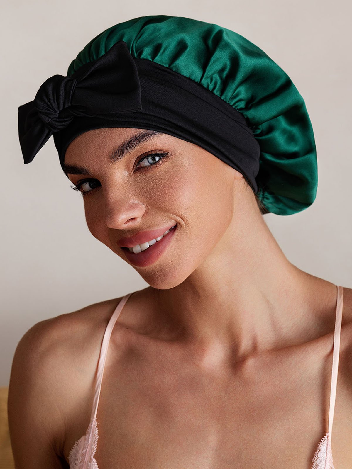 SilkSilky-SE Rent Silke Sleep Cap Mörkgrön 006
