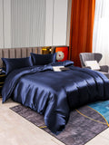 SilkSilky SE 22Momme Rent Silke Bedding Set Mörkblå 002