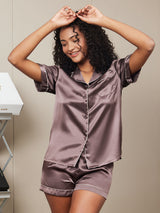 [Kaffe] SilkSilky-SE Short Sleeve Lapel Collar Dam Pyjama 002