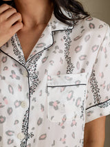 [Vit Leopard] SilkSilky-SE Short Sleeve Notch Collar Dam Pyjama 005