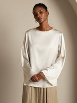 [Vit] SilkSilky-SE Long Sleeve Boat Neck Blus 003