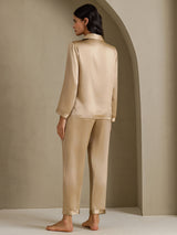 [Champagneguld] SilkSilky-SE Long Sleeve Lapel Collar Dam Pyjama 002