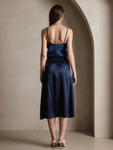 [Mörkblå] SilkSilky-SE Spaghetti Strap V Neck Cami Toppar 002