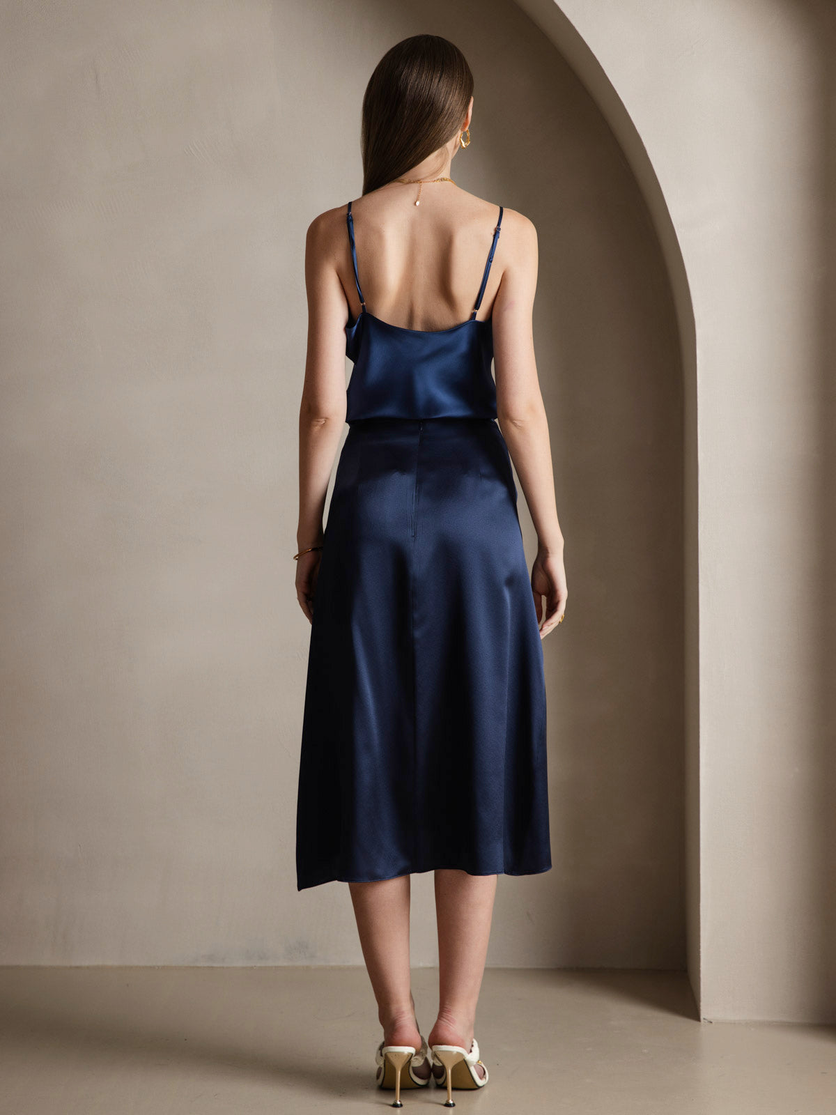 [Mörkblå] SilkSilky-SE Rent Silke Camisoles 002,