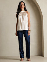 [Beige] SilkSilky-SE Sleeveless Halter Dam T-Shirt 007