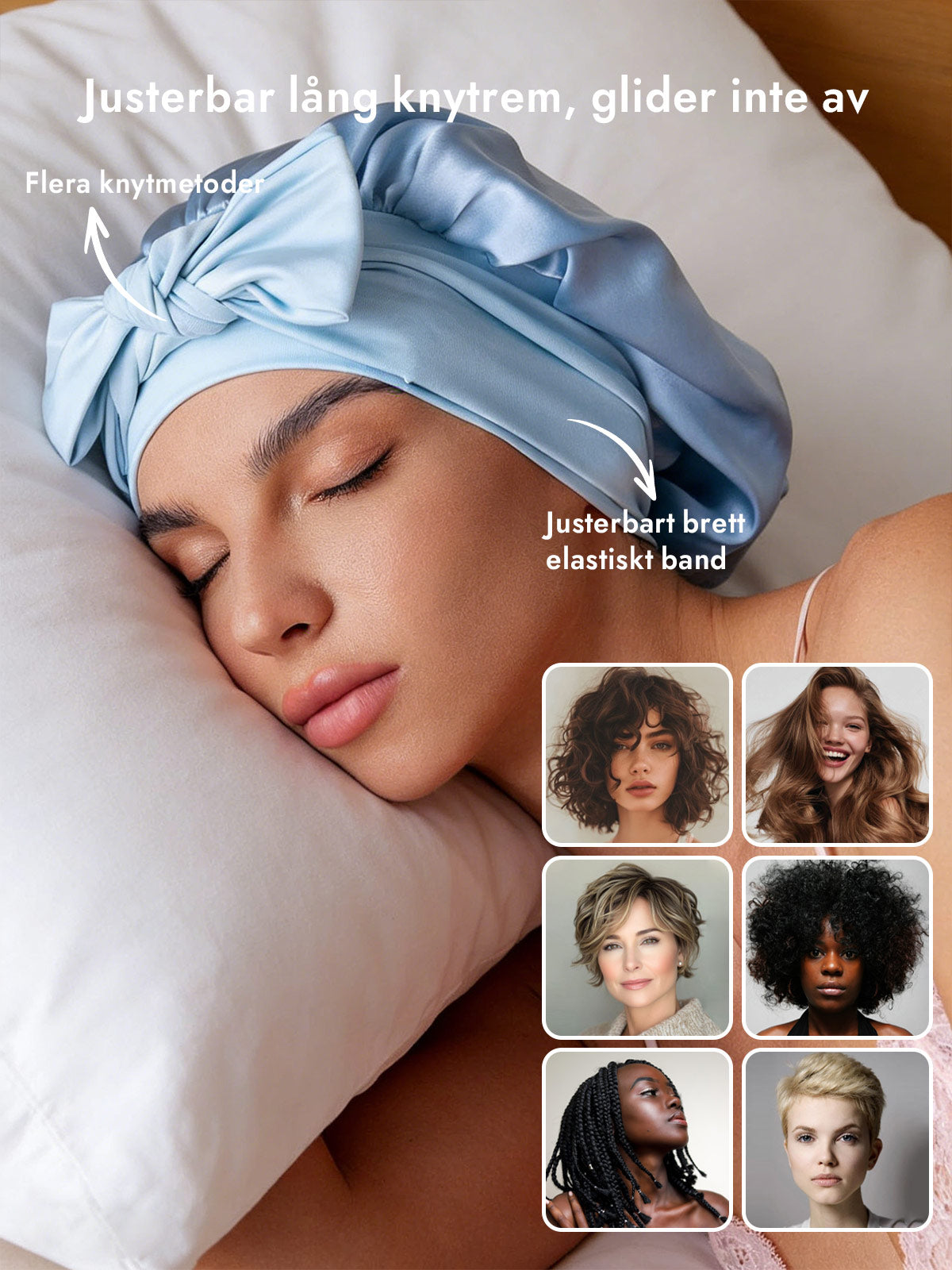 [Himmelsblå] SilkSilky-SE Rent Silke Sleep Cap 004