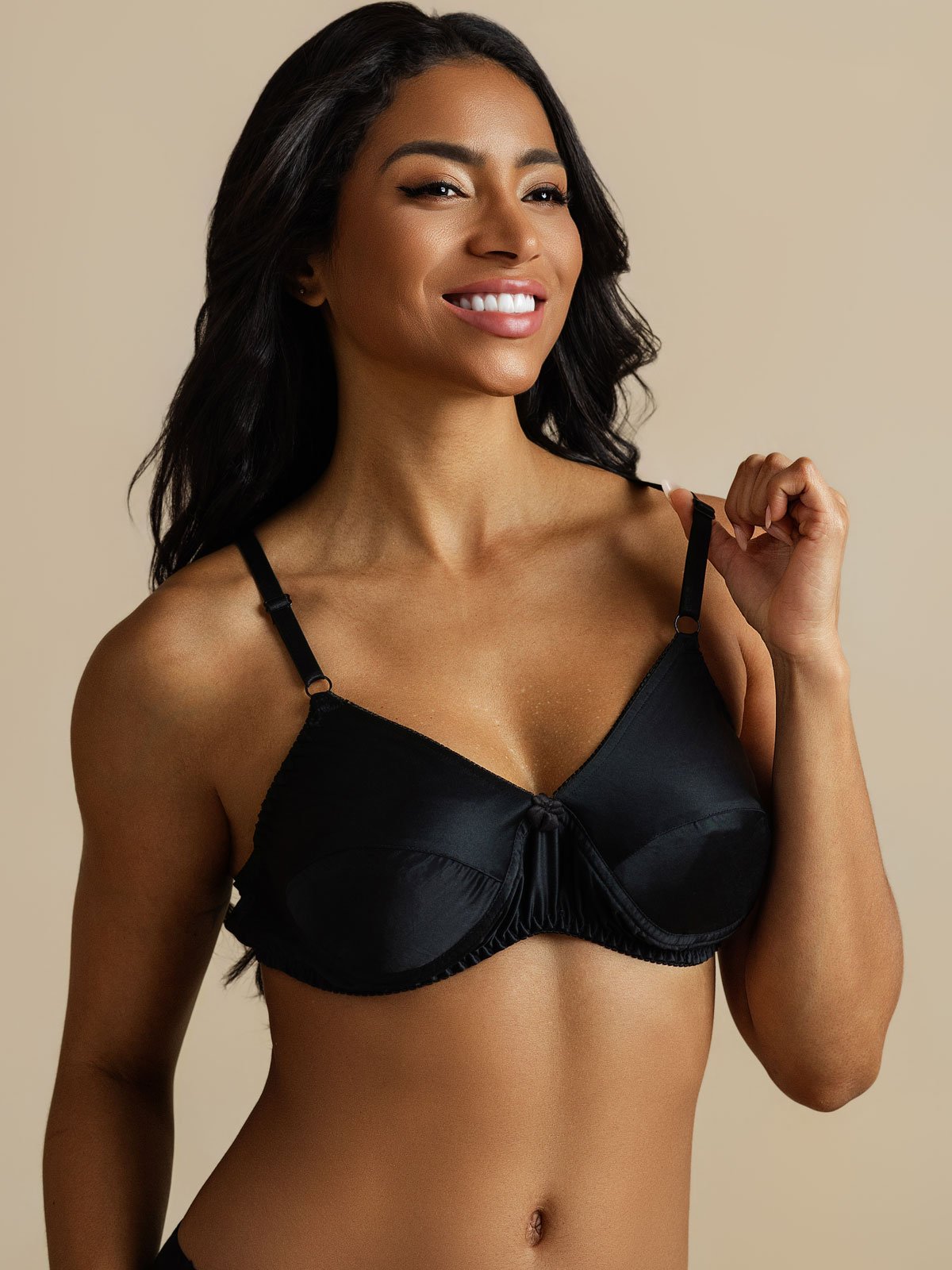 [Svart] SilkSilky-SE Rent Silke Bra 005,