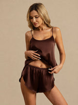 [Brun] SilkSilky-SE Spaghetti Strap Camisole Set 003