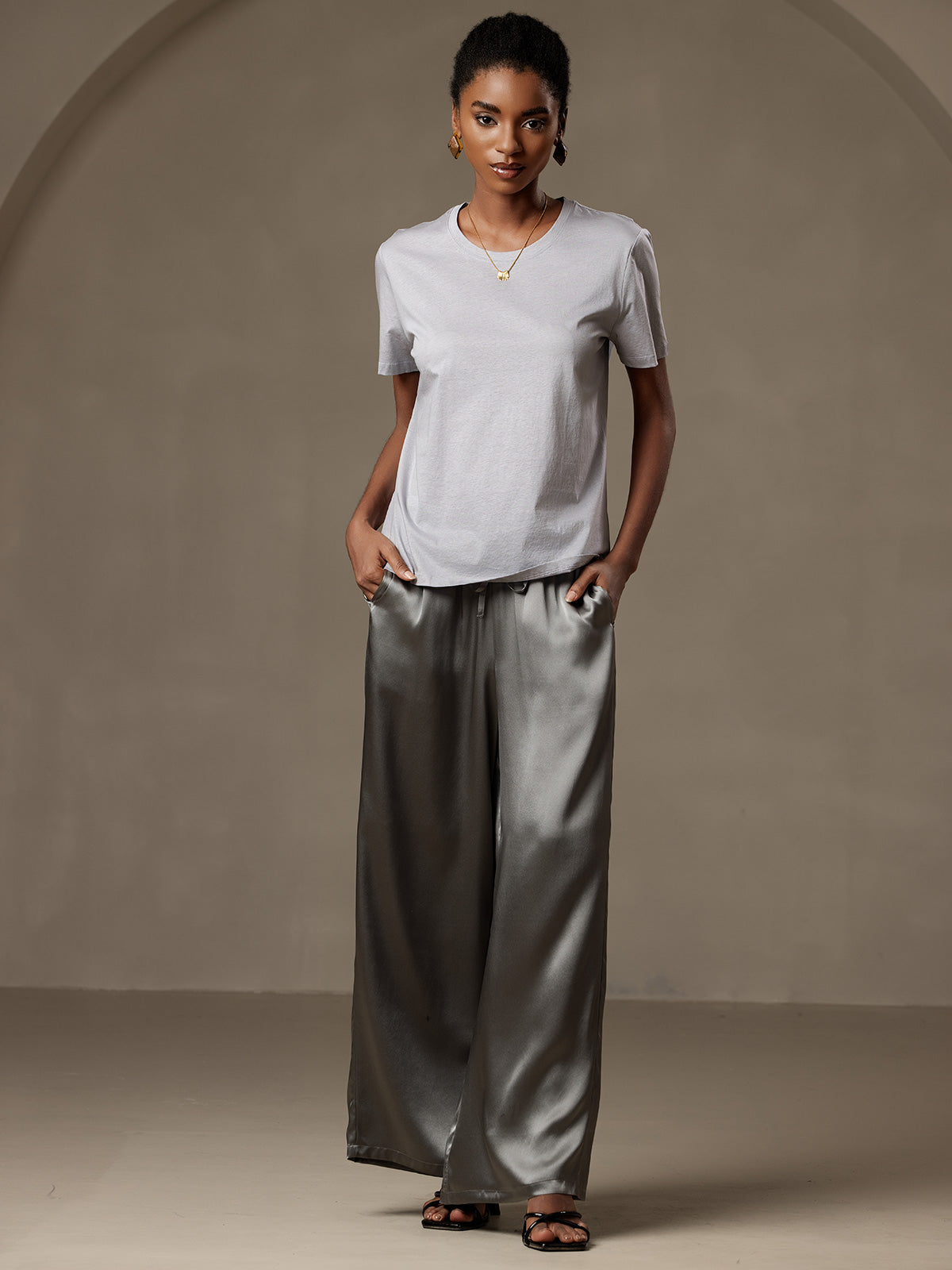 SilkSilky SE Rent Silke Womens Pants Mörkgrå 006