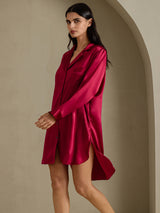 [Vin] SilkSilky-SE Long Sleeve Lapel Collar Dam Sömnskjorta 003