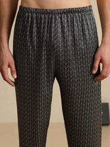 [Svart Ginkgo] SilkSilky-SE Men's Sleep Shorts 003