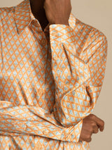 [Floral] SilkSilky-SE Long Sleeve Lapel Collar Damskjorta 004
