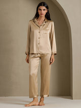 [Champagneguld] SilkSilky-SE Long Sleeve Lapel Collar Dam Pyjama 003
