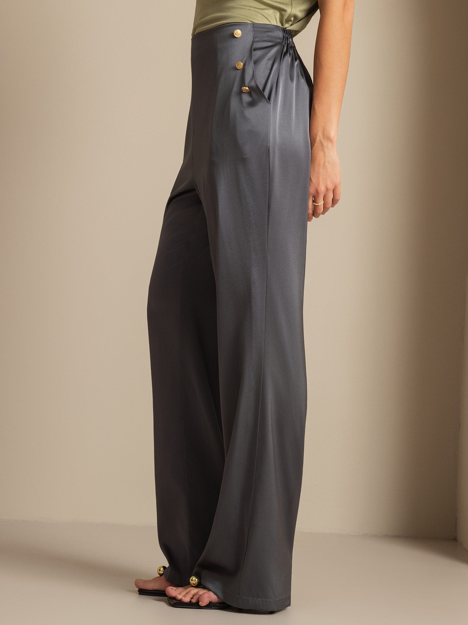 [Mörkgrå] SilkSilky-SE 19Momme Silke Womens Pants 006,