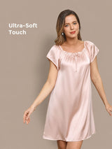 [Ljusrosa] SilkSilky-SE Cap Sleeve Square Neck Nattlinne 001