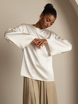 [Vit] SilkSilky-SE Long Sleeve Boat Neck Blus 004