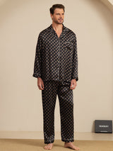 [Svart Kedja] SilkSilky-SE Long Sleeve Lapel Collar Herr Pyjama 006