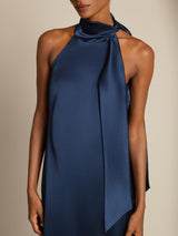 [Mörkblå] SilkSilky-SE Sleeveless Halter Klänning 005