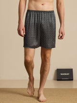 [Svart Ginkgo] SilkSilky-SE Men's Sleep Shorts 004