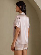 [Skugggrå] SilkSilky-SE Short Sleeve Lapel Collar Dam Pyjama 002