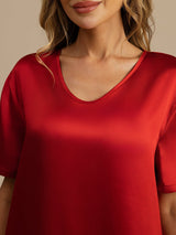 [Vin] SilkSilky-SE Half Sleeve V Neck Nattlinne 005