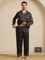[Svart Kedja] SilkSilky-SE Long Sleeve Lapel Collar Herr Pyjama 005