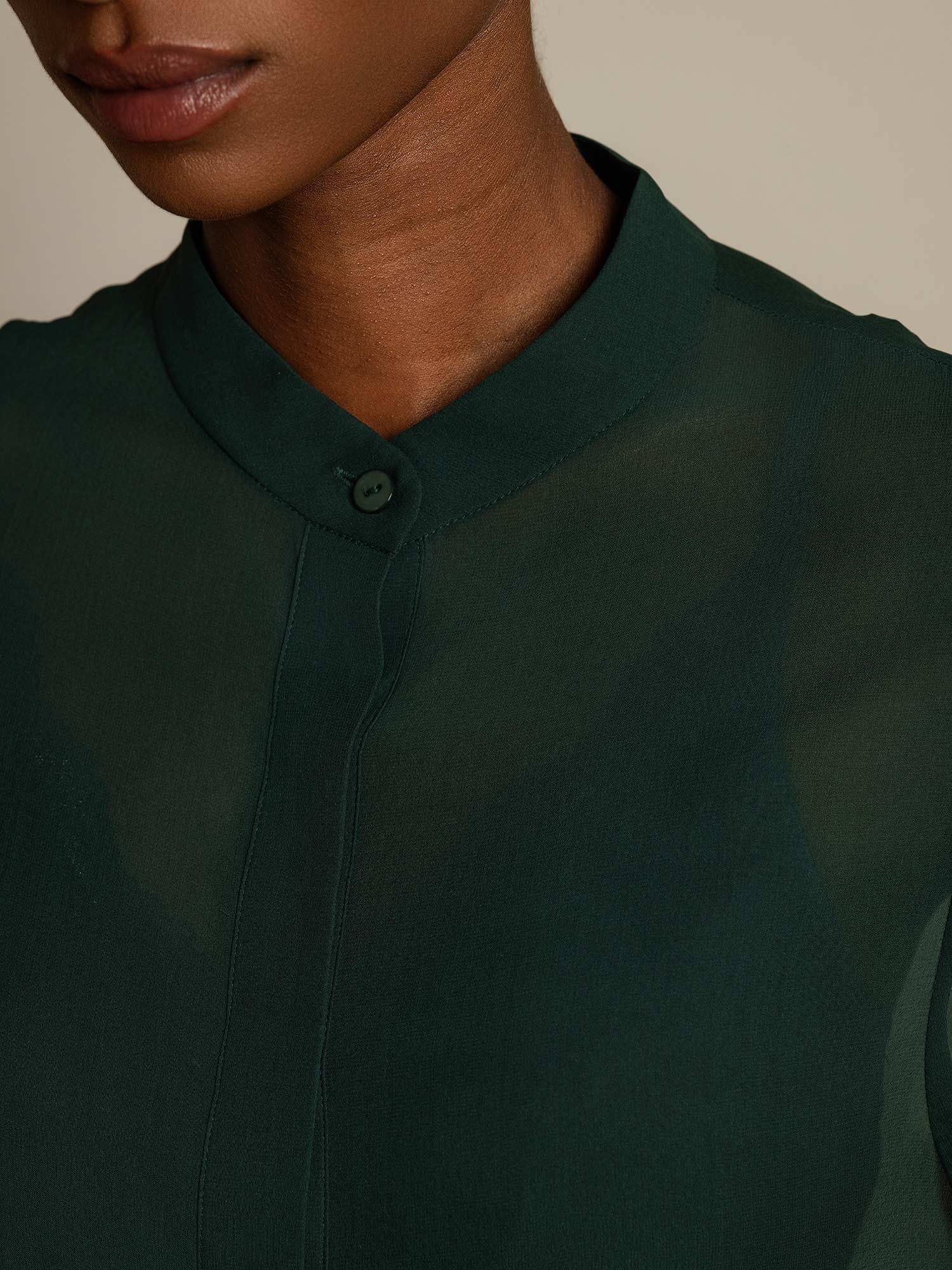 [Mörkgrön] SilkSilky-SE Rent Silke Womens Shirt 004