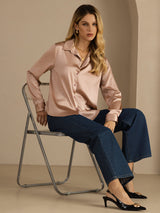 [Toscana] SilkSilky-SE Long Sleeve Lapel Collar Damskjorta 005