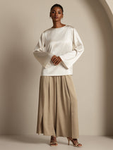 [Vit] SilkSilky-SE Long Sleeve Boat Neck Blus 007