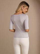 [Ljusgrå] SilkSilky-SE Half Sleeve Dam T-Shirt 002