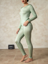 [Grön] SilkSilky-SE Long Sleeve Round Neck Dam Långkalsonger 002