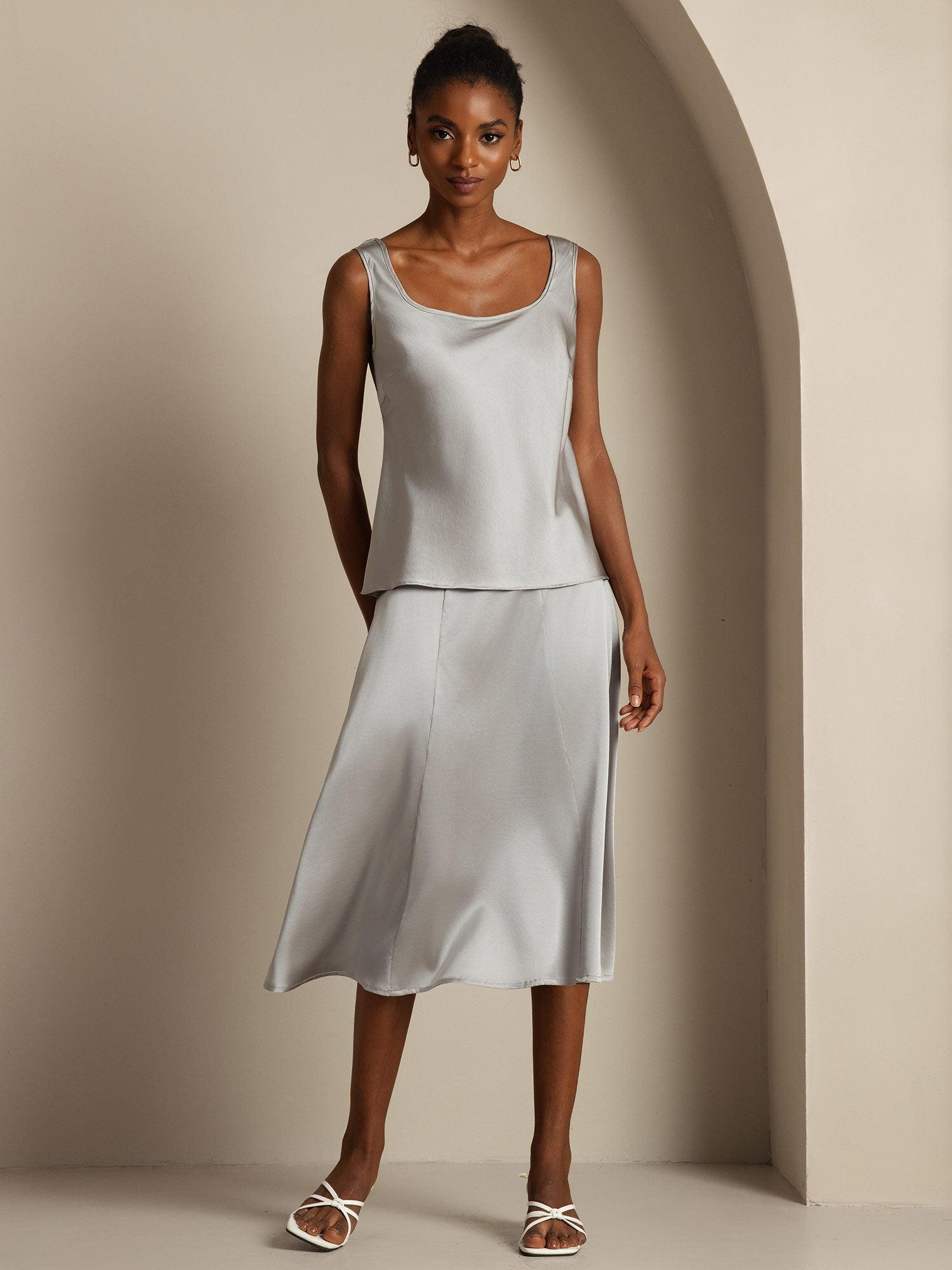 [Griffin Grå] SilkSilky-SE 19Momme Silke Camisoles 001,