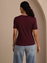 [Vin] SilkSilky-SE Short Sleeve V Neck Dam T-Shirt 002