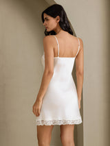 [Vit] SilkSilky-SE Spaghetti Strap V Neck Nattlinne 002